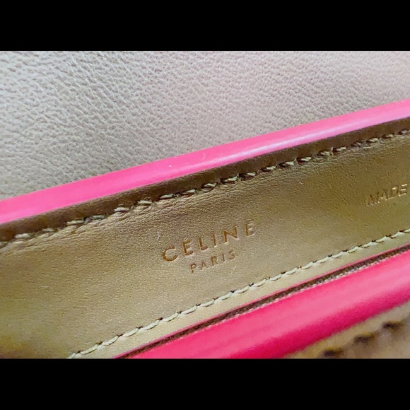 Celine Calfskin Small Trapeze Taupe Fuchsia Bag - Picture 4 of 7
